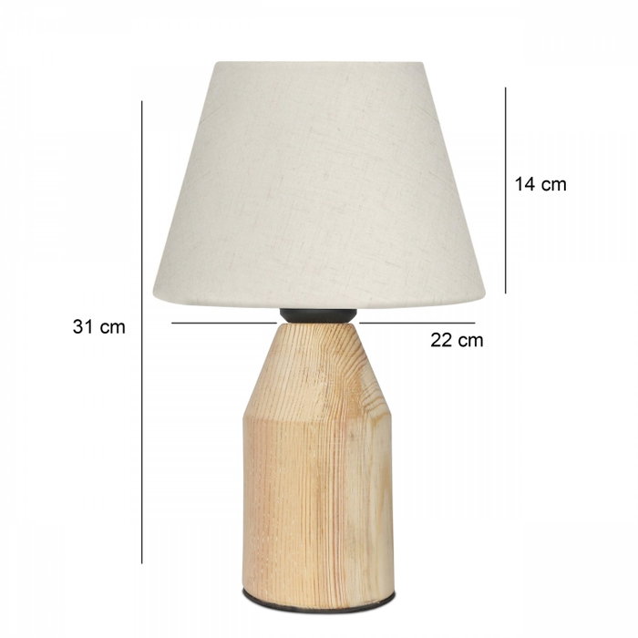 Opviq Pantalla de Lámpara AYD-3645 de Madera y Tela Crema